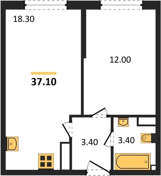 Фото №1: 1-комнатная квартира 37 м² - Краснодар, жилой комплекс Самолёт-6, мкр. Прикубанский внутригородской округ