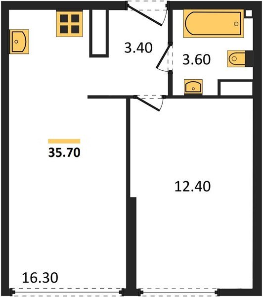 Фото №1: 1-комнатная квартира 35 м² - Краснодар, жилой комплекс Самолёт-6, мкр. Прикубанский внутригородской округ