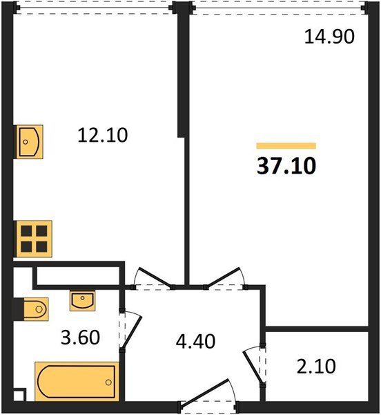 Фото №1: 1-комнатная квартира 37 м² - Краснодар, жилой комплекс Самолёт-6, мкр. Прикубанский внутригородской округ