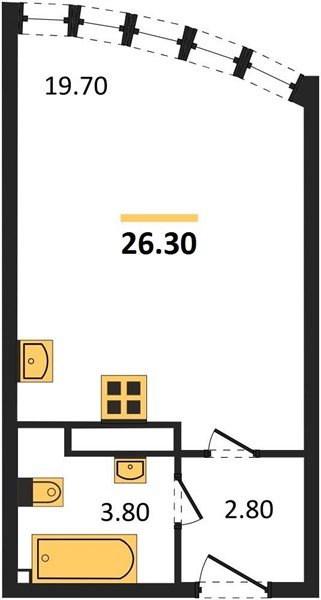 Фото №1: Студия 26 м² - Краснодар, жилой комплекс Самолёт-6, мкр. Прикубанский внутригородской округ