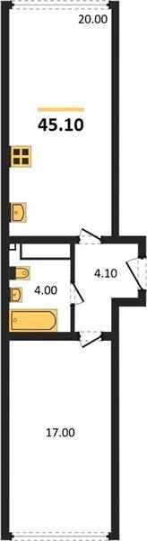 Фото №1: 1-комнатная квартира 45 м² - Краснодар, жилой комплекс Самолёт-6, мкр. Прикубанский внутригородской округ