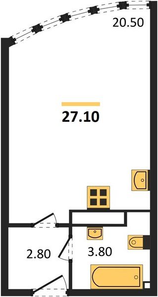 Фото №1: Студия 27 м² - Краснодар, жилой комплекс Самолёт-6, мкр. Прикубанский внутригородской округ