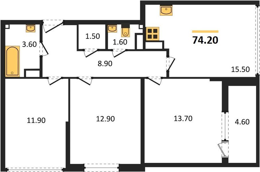 Фото №1: 3-комнатная квартира 74 м² - Краснодар, жилой комплекс Самолёт-6, мкр. Прикубанский внутригородской округ