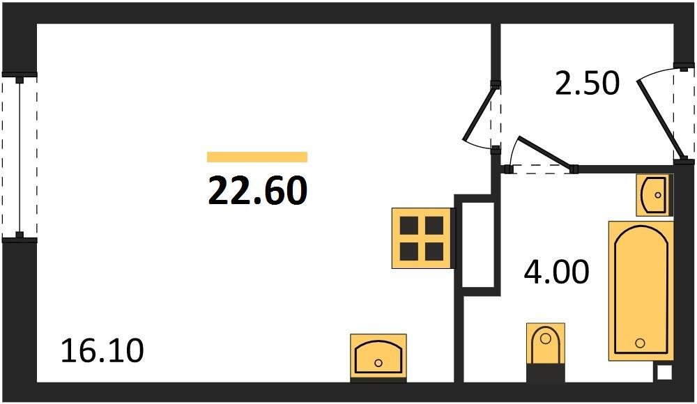 Фото №1: Студия 22 м² - Краснодар, жилой комплекс Самолёт-6, мкр. Прикубанский внутригородской округ