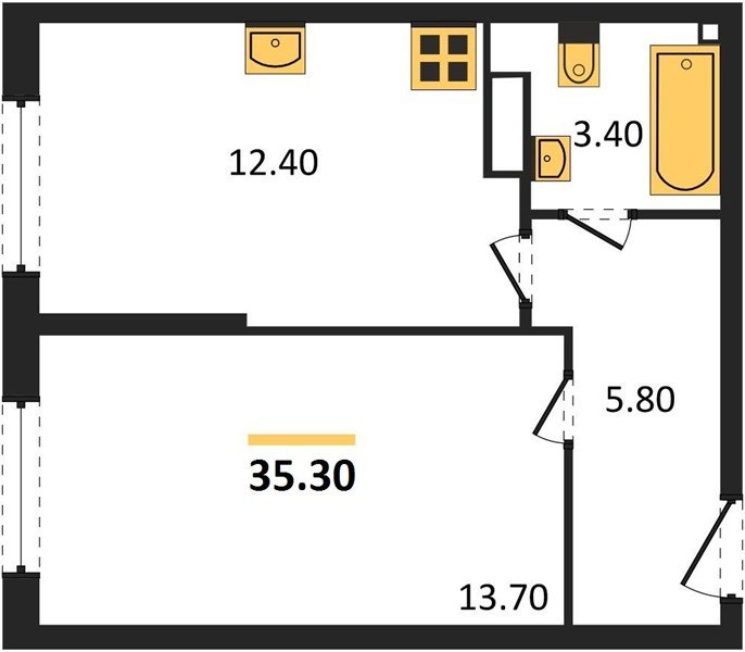 Фото №1: 1-комнатная квартира 35 м² - Краснодар, жилой комплекс Самолёт-6, мкр. Прикубанский внутригородской округ