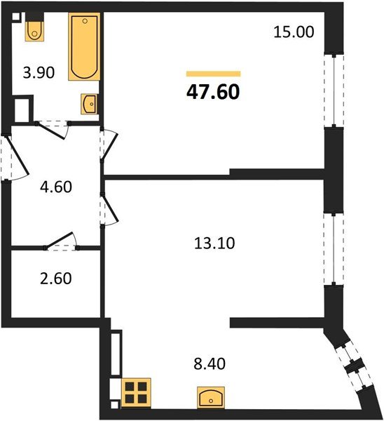 Фото №1: 2-комнатная квартира 47 м² - Краснодар, жилой комплекс Самолёт-6, мкр. Прикубанский внутригородской округ