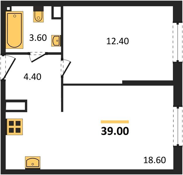 Фото №1: 1-комнатная квартира 39 м² - Краснодар, жилой комплекс Самолёт-6, мкр. Прикубанский внутригородской округ