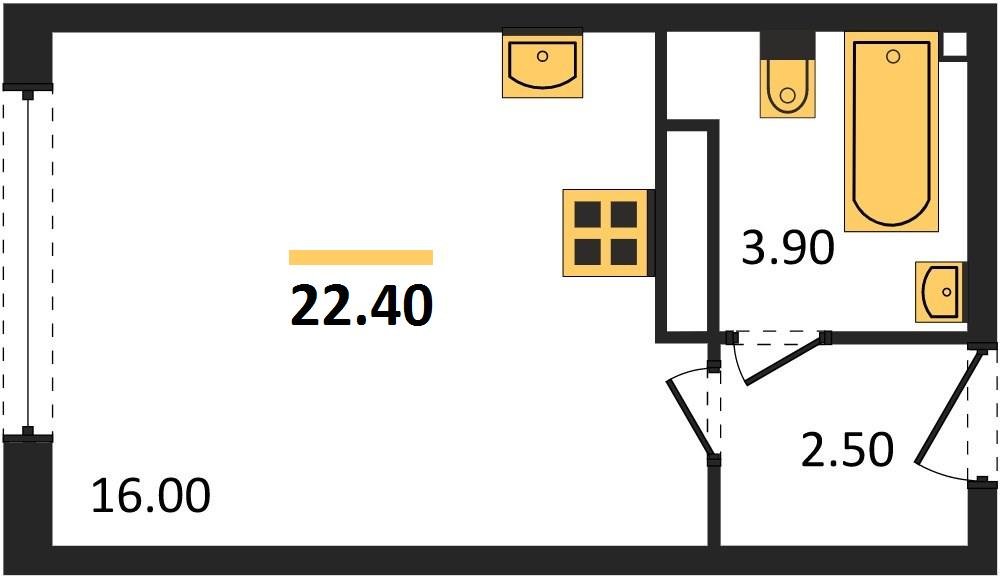Фото №1: Студия 22 м² - Краснодар, жилой комплекс Самолёт-6, мкр. Прикубанский внутригородской округ