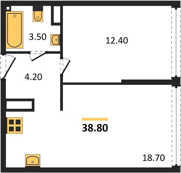 Фото №1: 1-комнатная квартира 38 м² - Краснодар, жилой комплекс Самолёт-6, мкр. Прикубанский внутригородской округ
