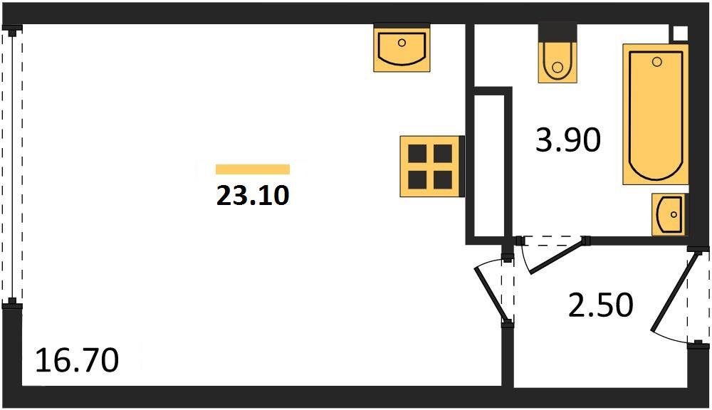 Фото №1: Студия 23 м² - Краснодар, жилой комплекс Самолёт-6, мкр. Прикубанский внутригородской округ