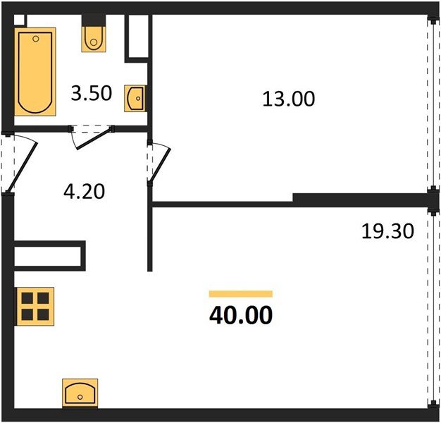 Фото №1: 1-комнатная квартира 40 м² - Краснодар, жилой комплекс Самолёт-6, мкр. Прикубанский внутригородской округ