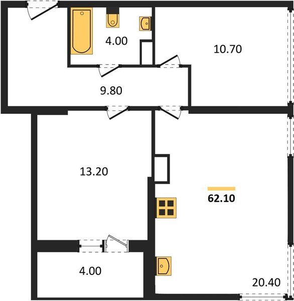 Фото №1: 2-комнатная квартира 62 м² - Краснодар, жилой комплекс Самолёт-6, мкр. Прикубанский внутригородской округ