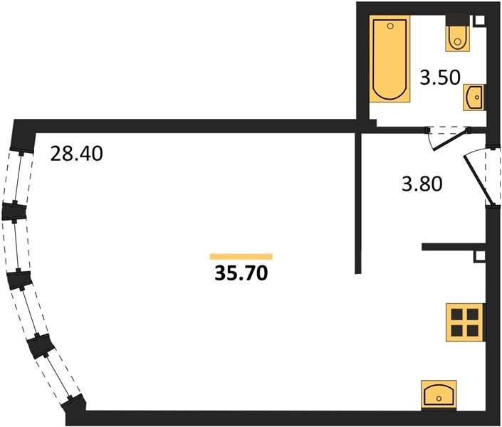 Фото №1: Студия 35 м² - Краснодар, жилой комплекс Самолёт-6, мкр. Прикубанский внутригородской округ