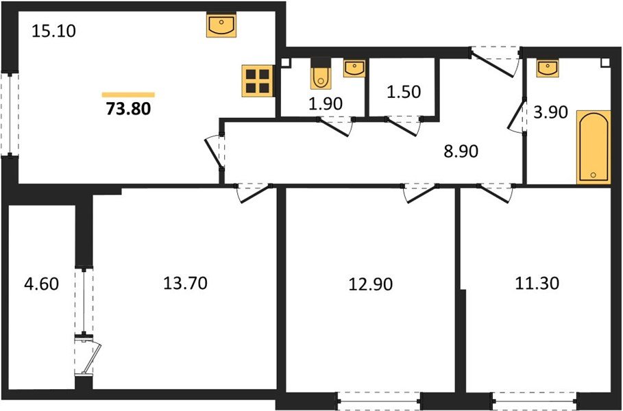 Фото №1: 3-комнатная квартира 73 м² - Краснодар, жилой комплекс Самолёт-6, мкр. Прикубанский внутригородской округ