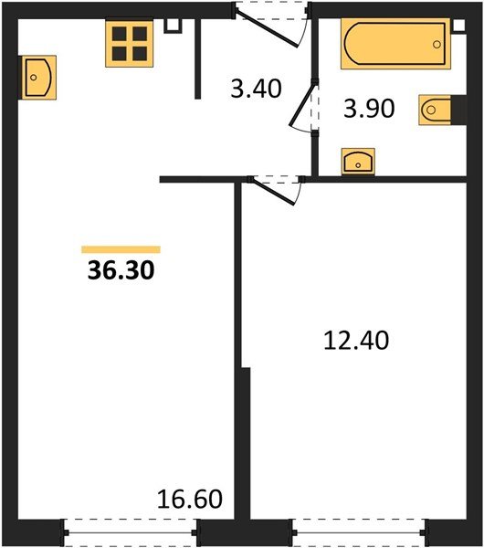 Фото №1: 1-комнатная квартира 36 м² - Краснодар, жилой комплекс Самолёт-6, мкр. Прикубанский внутригородской округ