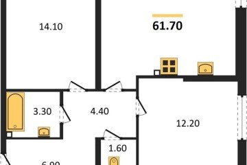 Фото №1: 2-комнатная квартира 61 м² - Краснодар, мкр. Прикубанский внутригородской округ, 