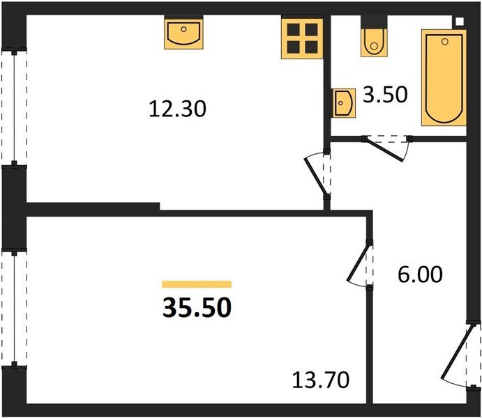 Фото №1: 1-комнатная квартира 35 м² - Краснодар, жилой комплекс Самолёт-6, мкр. Прикубанский внутригородской округ