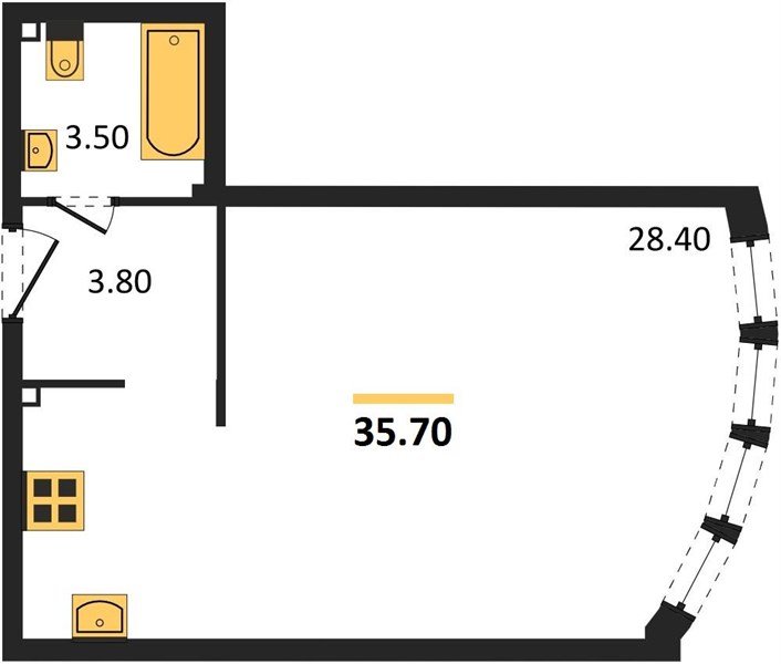Фото №1: Студия 35 м² - Краснодар, жилой комплекс Самолёт-6, мкр. Прикубанский внутригородской округ