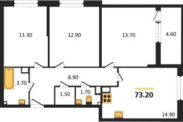Фото №1: 3-комнатная квартира 73 м² - Краснодар, мкр. жилой комплекс Самолёт-6, 