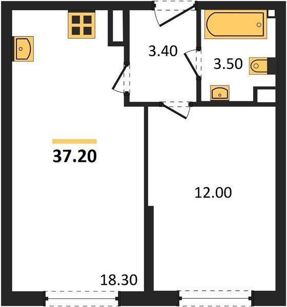 Фото №1: 1-комнатная квартира 37 м² - Краснодар, Прикубанский внутригородской округ, мкр. жилой комплекс Самолёт-6
