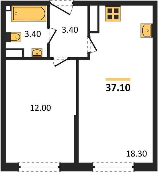 Фото №1: 1-комнатная квартира 37 м² - Краснодар, Прикубанский внутригородской округ, мкр. жилой комплекс Самолёт-6