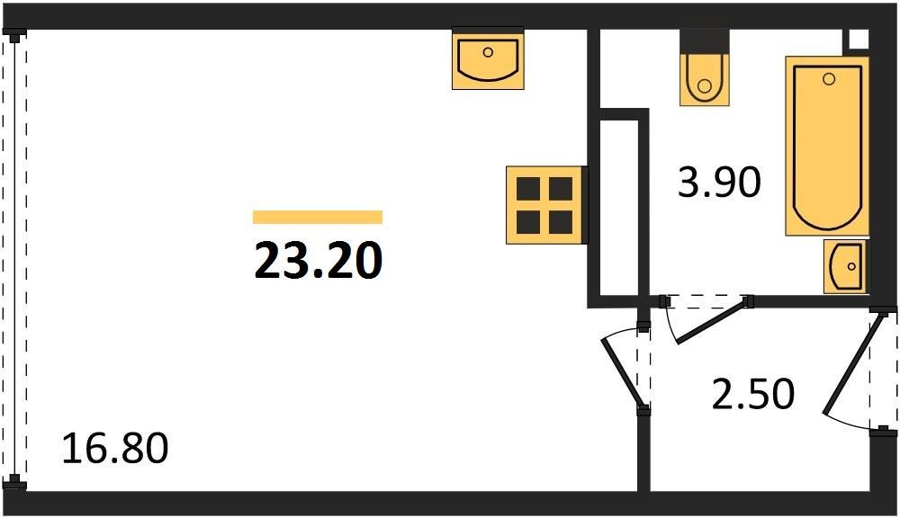 Фото №1: Студия 23 м² - Краснодар, Прикубанский внутригородской округ, мкр. жилой комплекс Самолёт-6