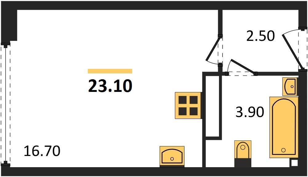 Фото №1: Студия 23 м² - Краснодар, Прикубанский внутригородской округ, мкр. жилой комплекс Самолёт-6