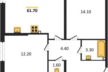 Фото №1: 2-комнатная квартира 61 м² - Краснодар, мкр. жилой комплекс Самолёт-6, 