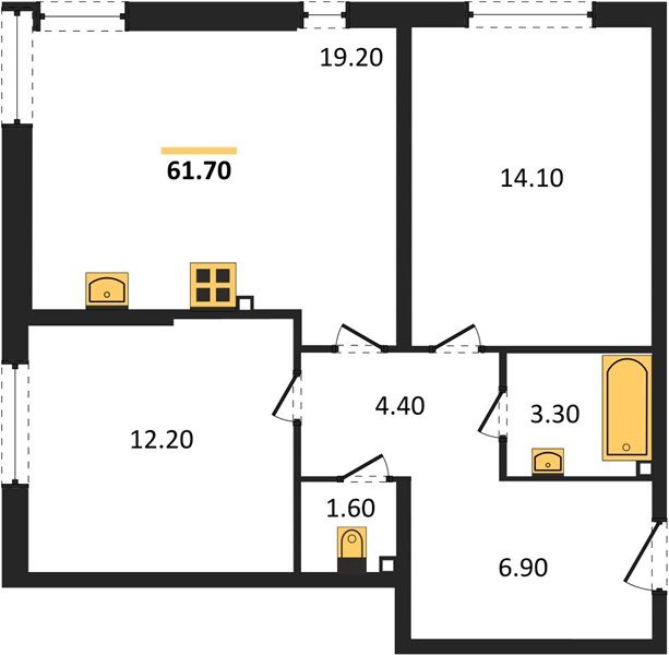 Фото №1: 2-комнатная квартира 61 м² - Краснодар, Прикубанский внутригородской округ, мкр. жилой комплекс Самолёт-6