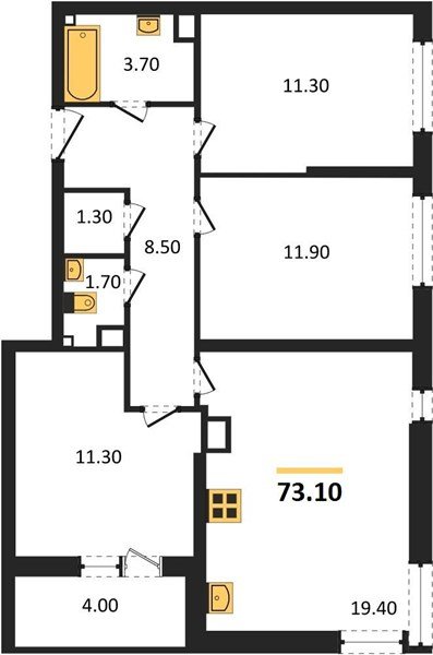 Фото №1: 3-комнатная квартира 73 м² - Краснодар, Прикубанский внутригородской округ, мкр. жилой комплекс Самолёт-6