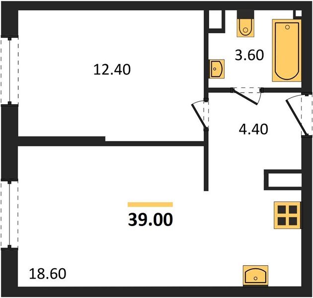 Фото №1: 1-комнатная квартира 39 м² - Краснодар, Прикубанский внутригородской округ, мкр. жилой комплекс Самолёт-6