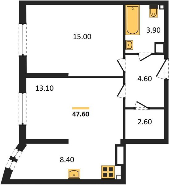Фото №1: 2-комнатная квартира 47 м² - Краснодар, Прикубанский внутригородской округ, мкр. жилой комплекс Самолёт-6
