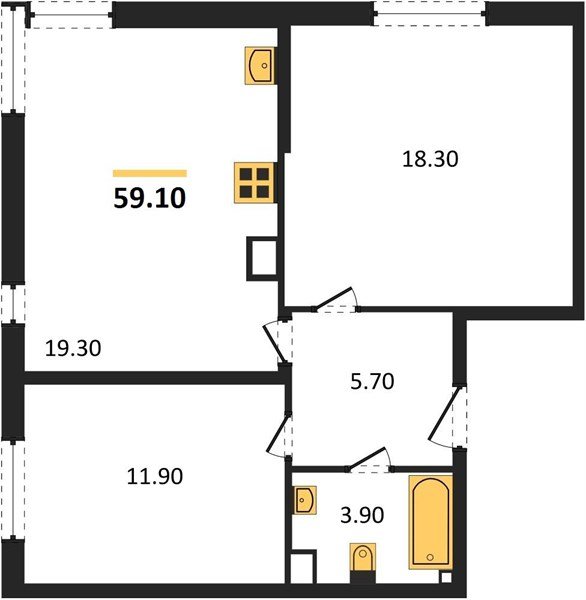 Фото №1: 2-комнатная квартира 59 м² - Краснодар, Прикубанский внутригородской округ, мкр. жилой комплекс Самолёт-6