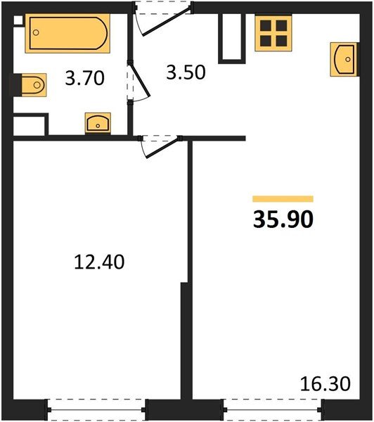 Фото №1: 1-комнатная квартира 35 м² - Краснодар, Прикубанский внутригородской округ, мкр. жилой комплекс Самолёт-6