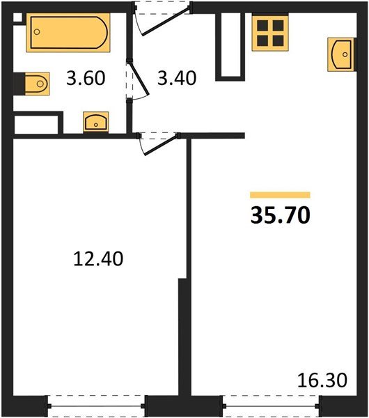 Фото №1: 1-комнатная квартира 35 м² - Краснодар, Прикубанский внутригородской округ, мкр. жилой комплекс Самолёт-6
