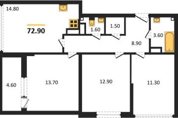 Фото №1: 3-комнатная квартира 72 м² - Краснодар, мкр. жилой комплекс Самолёт-6, 