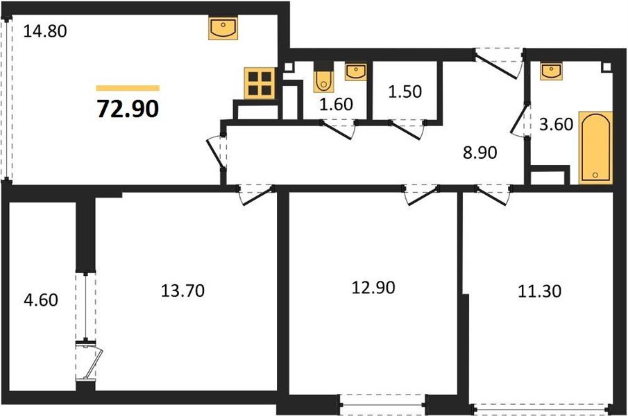 Фото №1: 3-комнатная квартира 72 м² - Краснодар, Прикубанский внутригородской округ, мкр. жилой комплекс Самолёт-6