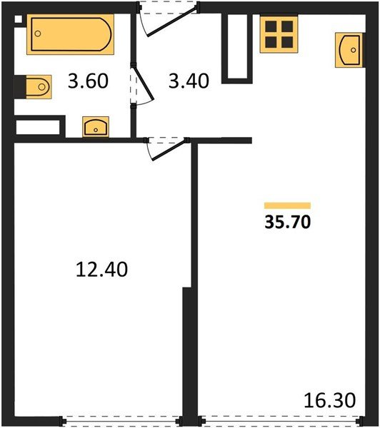 Фото №1: 1-комнатная квартира 35 м² - Краснодар, Прикубанский внутригородской округ, мкр. жилой комплекс Самолёт-6