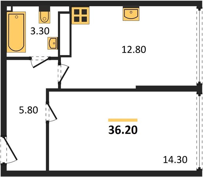 Фото №1: 1-комнатная квартира 36 м² - Краснодар, Прикубанский внутригородской округ, мкр. жилой комплекс Самолёт-6