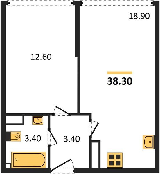 Фото №1: 1-комнатная квартира 38 м² - Краснодар, Прикубанский внутригородской округ, мкр. жилой комплекс Самолёт-6