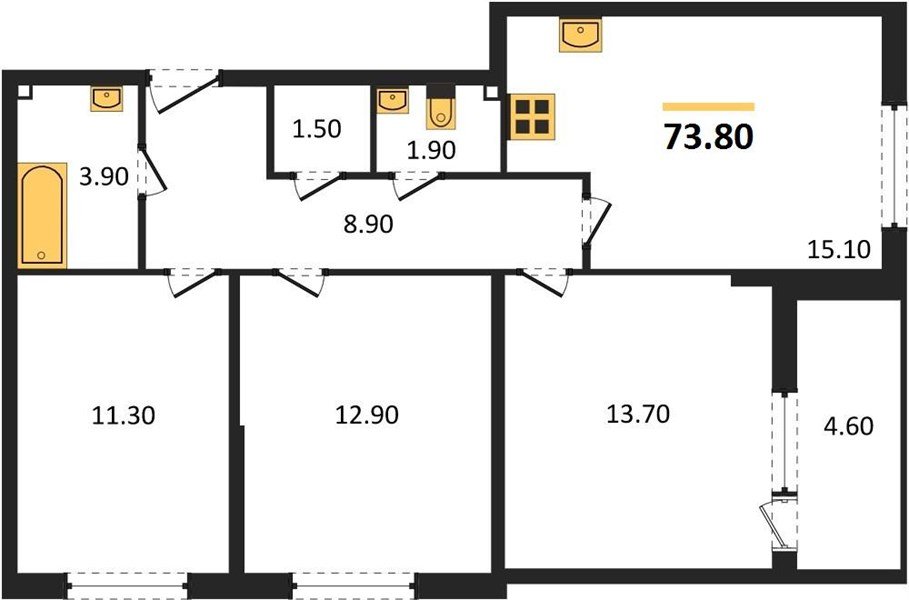 Фото №1: 3-комнатная квартира 73 м² - Краснодар, Прикубанский внутригородской округ, мкр. жилой комплекс Самолёт-6