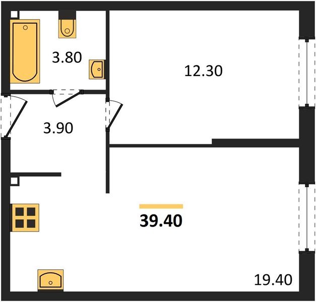Фото №1: 1-комнатная квартира 39 м² - Краснодар, жилой комплекс Самолёт-6