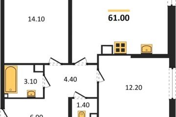 Фото №1: 2-комнатная квартира 61 м² - Краснодар, мкр. жилой комплекс Самолёт-6, 