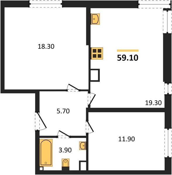 Фото №1: 2-комнатная квартира 59 м² - Краснодар, Прикубанский внутригородской округ, мкр. жилой комплекс Самолёт-6