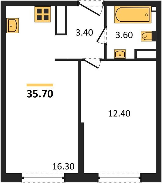 Фото №1: 1-комнатная квартира 35 м² - Краснодар, Прикубанский внутригородской округ, мкр. жилой комплекс Самолёт-6