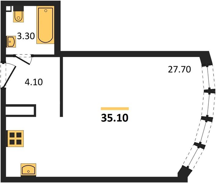 Фото №1: Студия 35 м² - Краснодар, жилой комплекс Самолёт-6, 