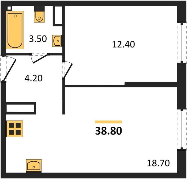 Фото №1: 1-комнатная квартира 38 м² - Краснодар, Прикубанский внутригородской округ, мкр. жилой комплекс Самолёт-6