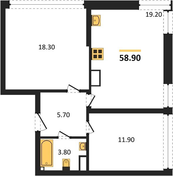 Фото №1: 2-комнатная квартира 58 м² - Краснодар, Прикубанский внутригородской округ, мкр. жилой комплекс Самолёт-6