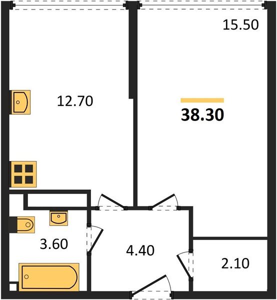 Фото №1: 1-комнатная квартира 38 м² - Краснодар, Прикубанский внутригородской округ, мкр. жилой комплекс Самолёт-6