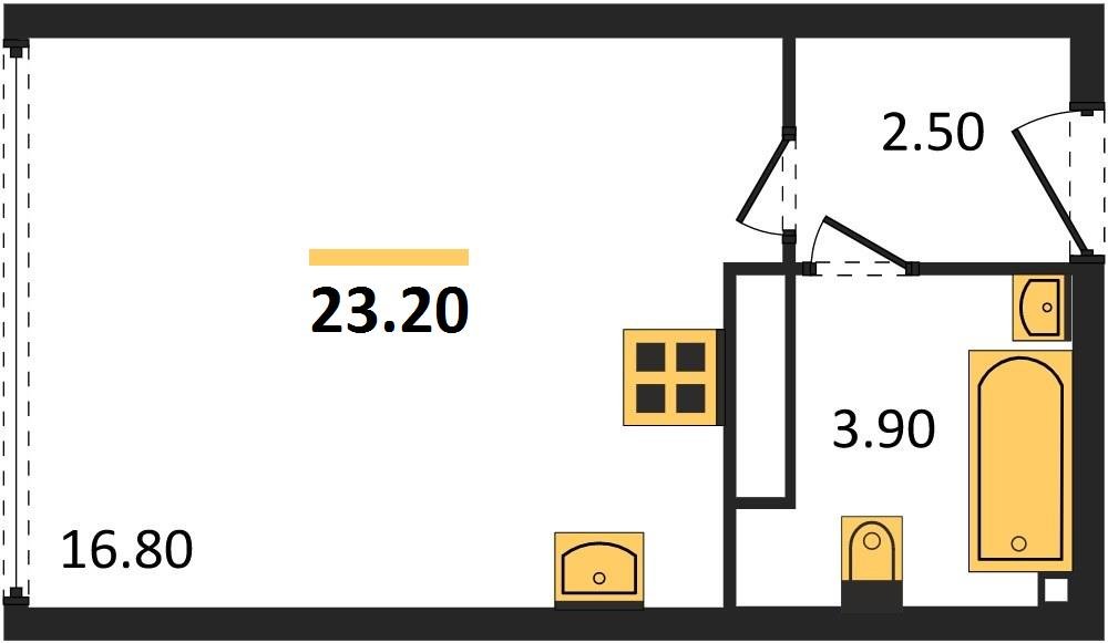 Фото №1: Студия 23 м² - Краснодар, Прикубанский внутригородской округ, мкр. жилой комплекс Самолёт-6